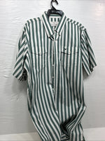 New Men’s Longhorn Teal Strip Short Sleeve Button Up 4XL E-51