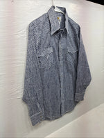 New Men’s Dickson Jenkins Blue White Stripe Long Sleeve Pearl Snap Medium T-90
