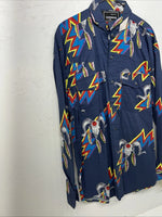 New Men’s Gunsmoke Multicolor skull Button Up Long Sleeve Shirt Medium I-42