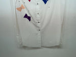 New Women’s White And Colored H Bar C Long Sleeve Button Up Shirt M 3B-87