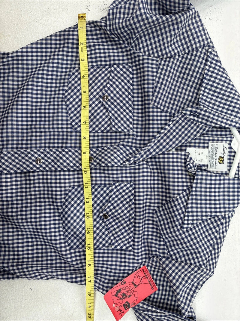 New Women’s Dickson Jenkins Blue Checker Long Sleeve Pearl Snap Size 32 MM-92
