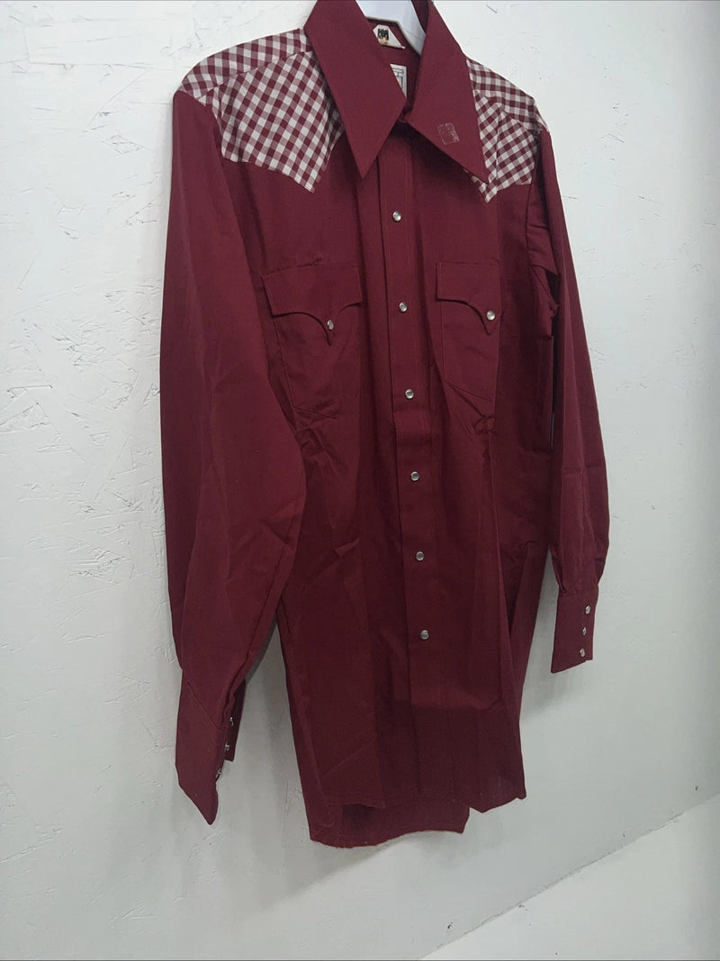 New Men’s Red Karman Western Wear Pearl Snap Shirt. 14.5 X 34 Small A-175