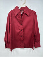 New Kids Fenton Dark Red Long Sleeve Button Up Size 8 YY-118