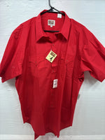 New Men’s ELY Cattleman Red Short Sleeve Pearl Snap 18 2XL AA-110