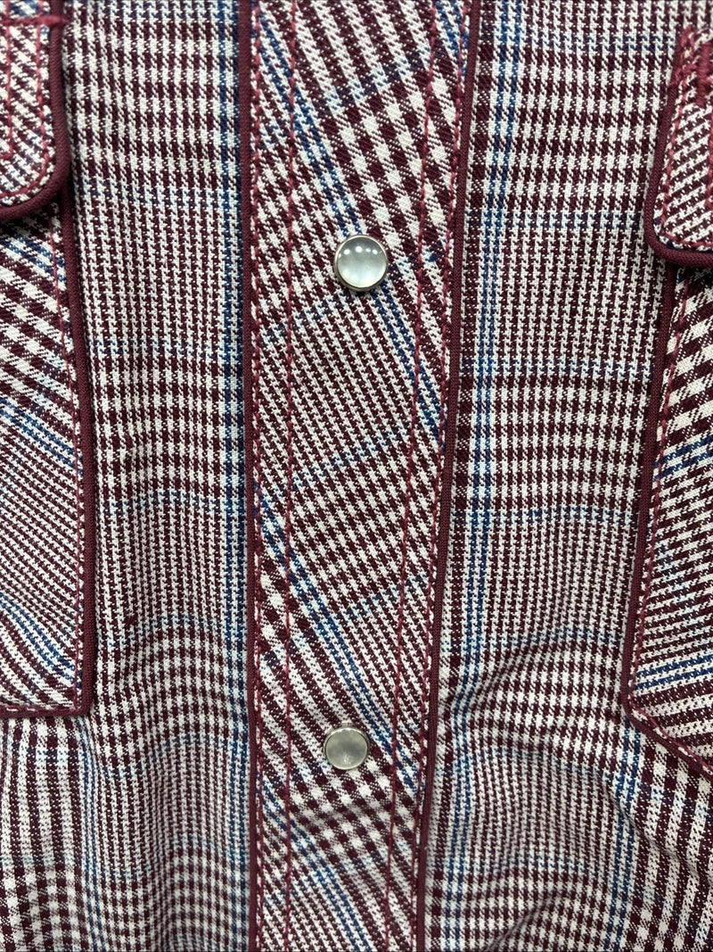 New Men’s Champion Western Red Plaid Long Sleeve Pearl Snap 15 Medium AA-64