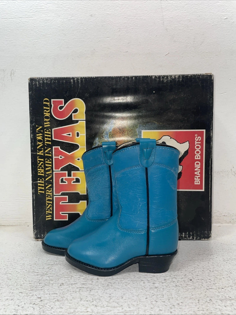 New Kids Blue Texas Brand Cowboy Boots. I 238 4 D. 22-58