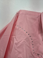 New Women’s White Horse Pink Gem Long Sleeve Pearl Snap Medium KK-95