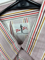 New Men’s Tem Tex Pink Stripe Long Sleeve Pearl Snap Medium J-73