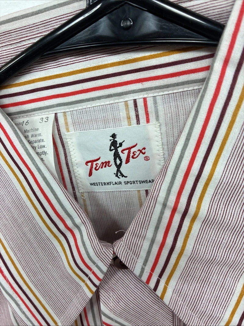 New Men’s Tem Tex Pink Stripe Long Sleeve Pearl Snap Medium J-73