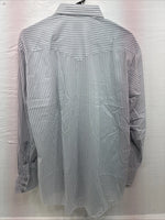 New Men’s H Bar C Blue White Stripe Long Sleeve Pearl Snap 16 X 33 Large R-29