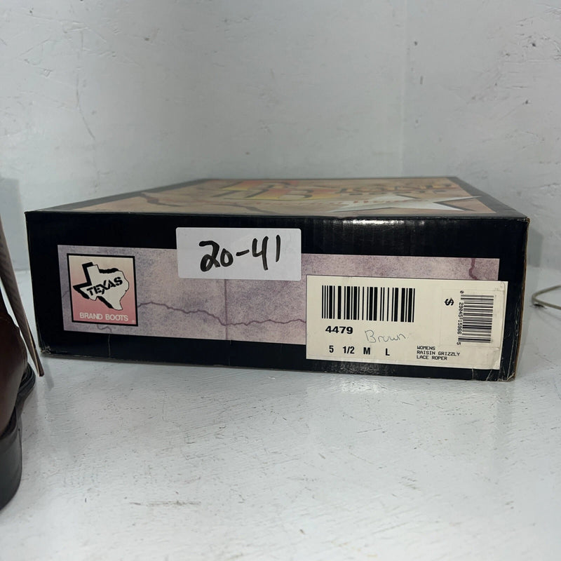 New Women’s Brown Lace Up Texas Brand Cowboy Boots. 4479 5.5 5 1/2. 20-41