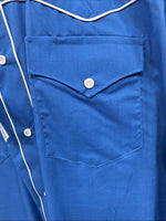 New Men’s White Horse Blue Long Sleeve Pearl Snap Large CC-28