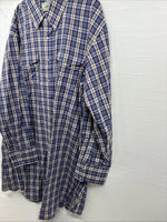 New Men’s Mesquite Blue Flannel Long Sleeve Pearl Snap 20 X 36 4XL  H-62