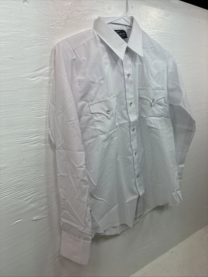 New Kids Champion Western White Long Sleeve Pearl Snap Size 16 CC-117