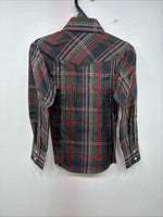 New Boys ELY Cattleman Green Plaid Long Sleeve Pearl Snap XS DD-128