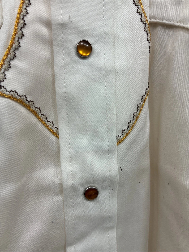New Men’s Karman Yellow Embroidered Long Sleeve Pearl Snap 15 Medium M-88