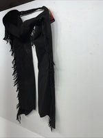 New Black Tough 1 Show Chaps With Fringe Adjustable Waist 40” N-32
