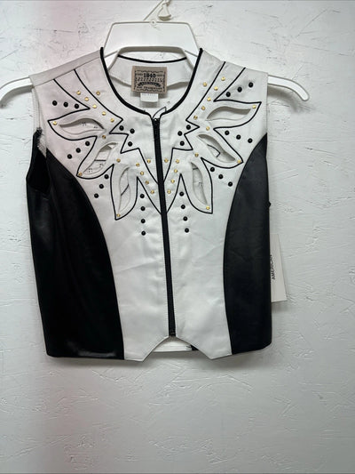 New Women’s 1849 Authentic Ranchwear White Black Western Show Vest XXS H-600