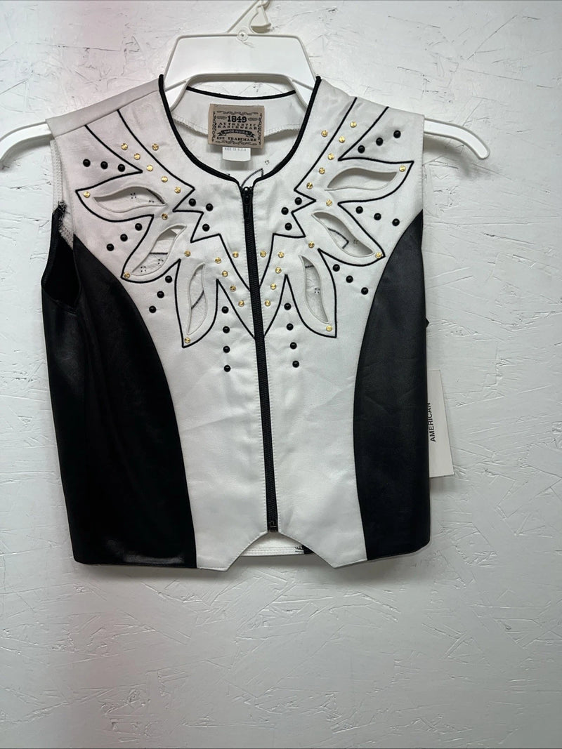 New Women’s 1849 Authentic Ranchwear White Black Western Show Vest XXS H-600