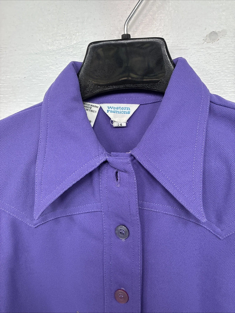 New Women’s Western Fashions Purple long Sleeve Button up Size 14 YY-14