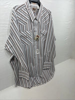 New Men’s ELY Cattleman Striped Long Sleeve Pearl Snap 20.5 X 36 4XL E-98