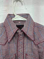 New Kids Champion Western Red Plaid Long Sleeve Pearl Snap Size 6 DD-50