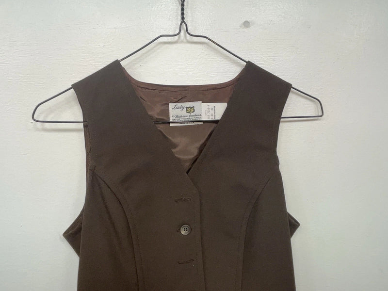 New Women’s Brown Dickson Jenkins Cut Off Button Up Vest #7953 3B-62