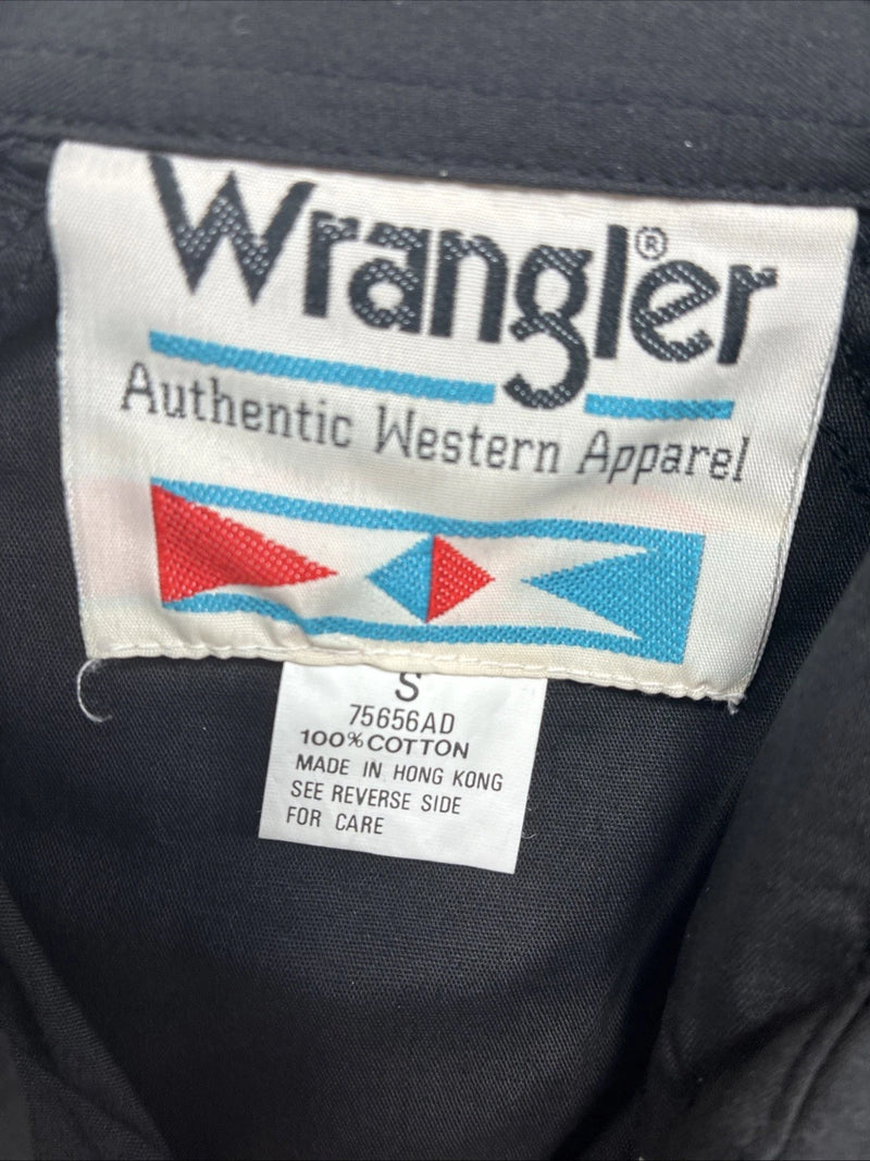 New Men’s Wrangler Black Western Design Long Sleeve Hidden Button Up Small J-62