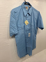 New Men’s ELY Cattleman Blue Short Sleeve Pearl Snap 16.5 Large AA-93