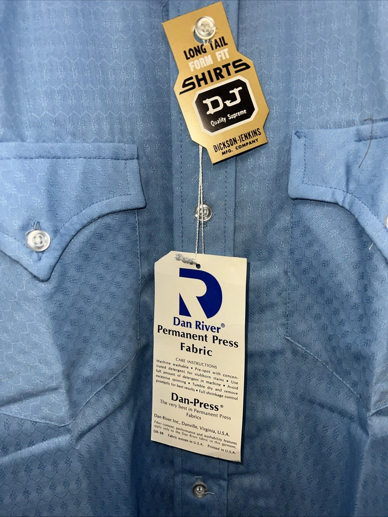 New Men’s Blue Permanent Press Button Up Long Sleeve Shirt. 14.5x32 S Long P-67