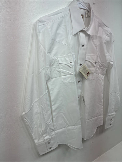 New Boys ELY Cattleman White Long Sleeve Pearl Snap Size 16 DD-76
