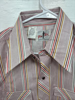 New Men’s Tem Tex Pink Stripe Long Sleeve Pearl Snap 15 Medium X-44
