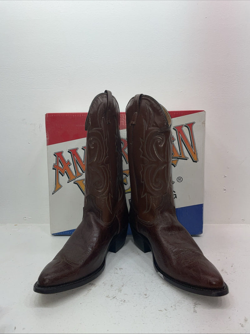 New Men’s Brown American West Cowboy Boots. 68103 14 D. 8-66