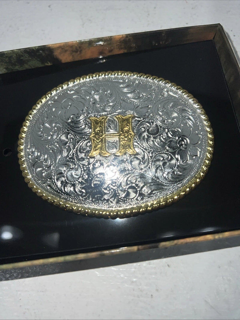 New Women’s Nocona Gold Silver “H” Belt Buckle 37572-H A-119