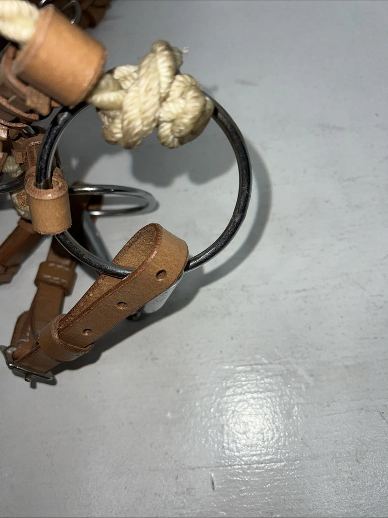 New Star Rider Leather Headstall Rope Nose Band W Bit #6501 U-32