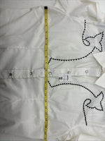 New Women’s White Horse Cream Designed Long Sleeve Pearl Snap XL DD-109