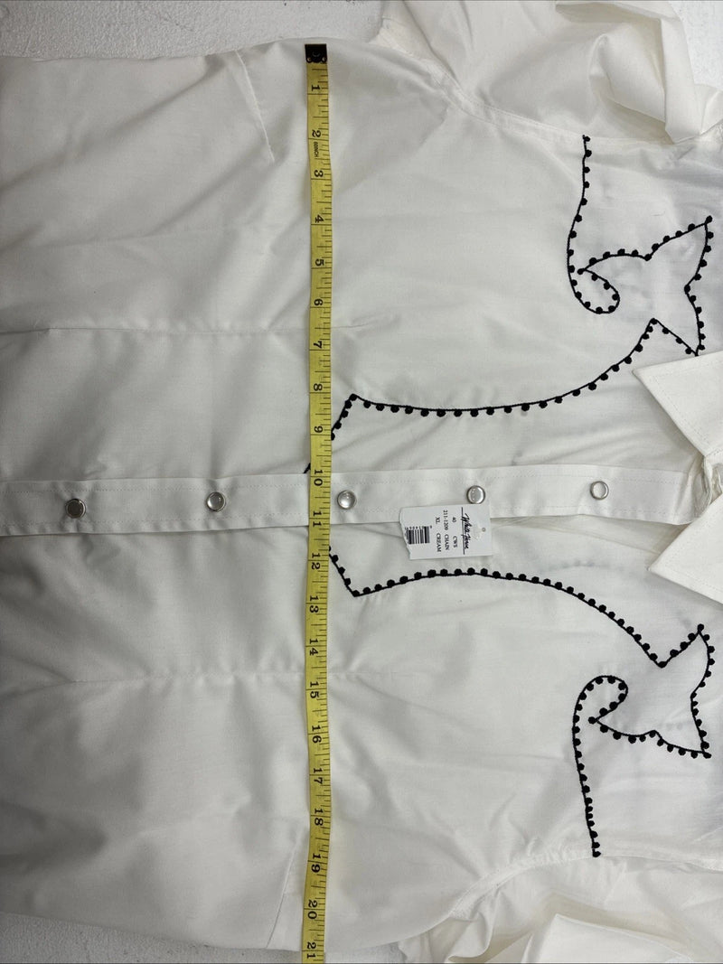 New Women’s White Horse Cream Designed Long Sleeve Pearl Snap XL DD-109