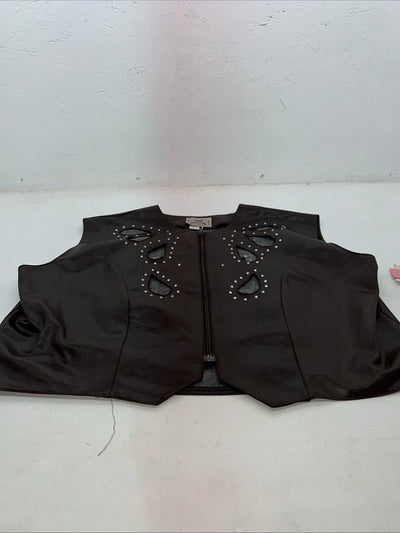 New Women’s Brown Leather 1849 Authentic Ranchwear Vest 2X #77872 WW-29