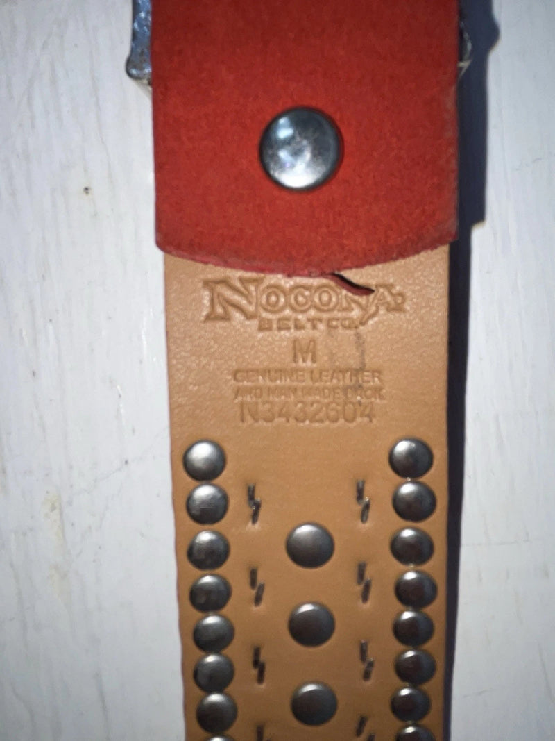 New Red Genuine Leather Nocona Silver Bling M Belt #N3432604 Z-101