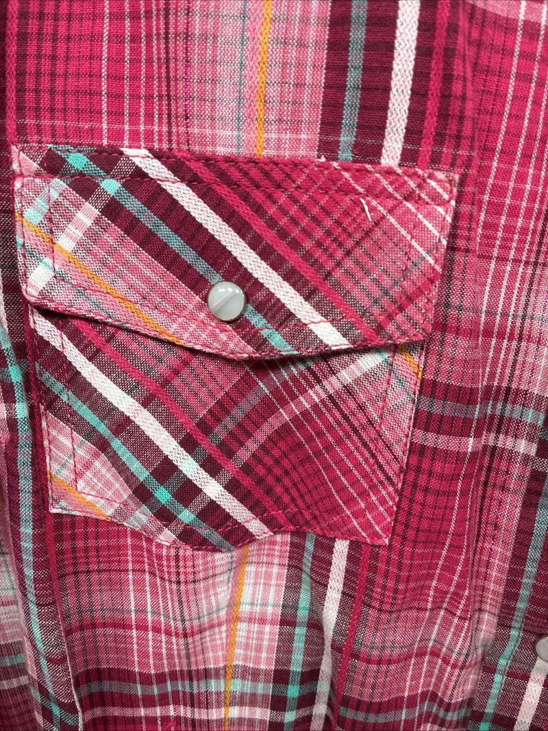 New Women’s Cumberland Pink Plaid Long Sleeve Pearl Snap Medium DD-24