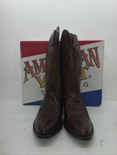 New Men’s Brown American West Cowboy Boots. 68103 14 D. 8-66
