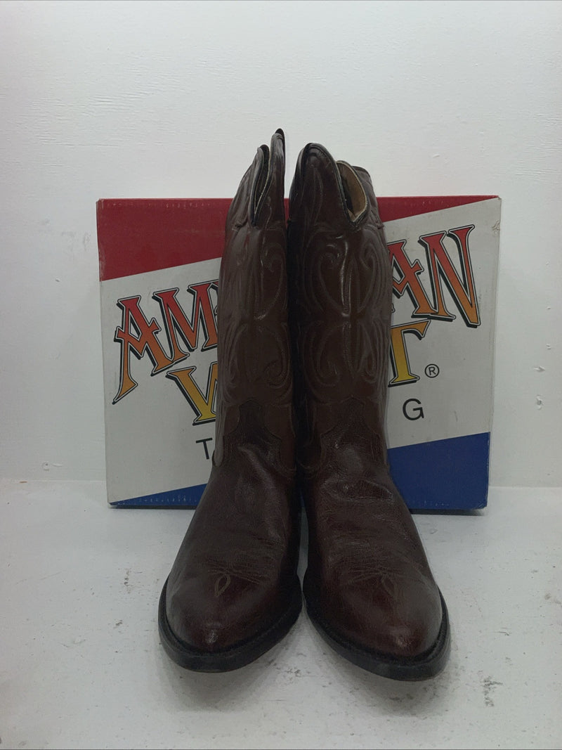 New Men’s Brown American West Cowboy Boots. 68103 14 D. 8-66