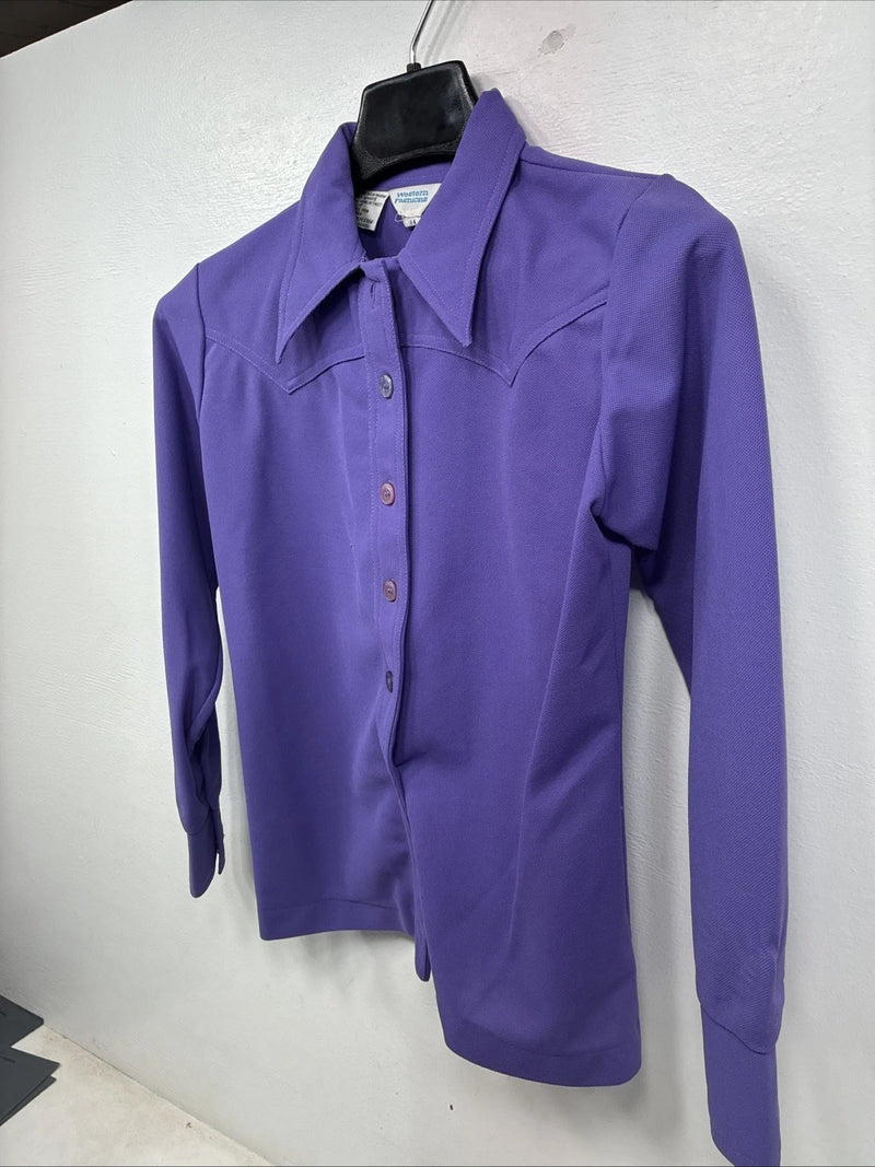 New Women’s Western Fashions Purple long Sleeve Button up Size 14 YY-14