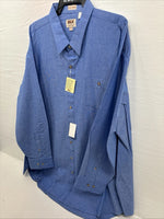New Men’s ELY Cattleman Blue Long Sleeve Button Up 20.5 X 36 4XL E-103