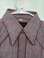 New Men’s Champion Western Red Plaid Long Sleeve Pearl Snap 15 Medium AA-64