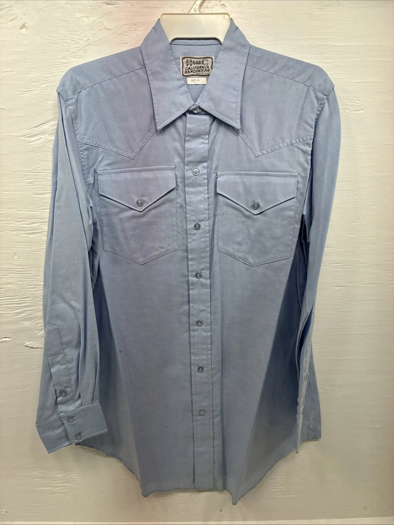 New Men’s H Bar C Blue Jean Long Sleeve Button Up 16 Large V-31