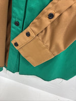 New Men’s Cowboy Threads Green Brown Long Sleeve Button Up Shirt Medium K-61