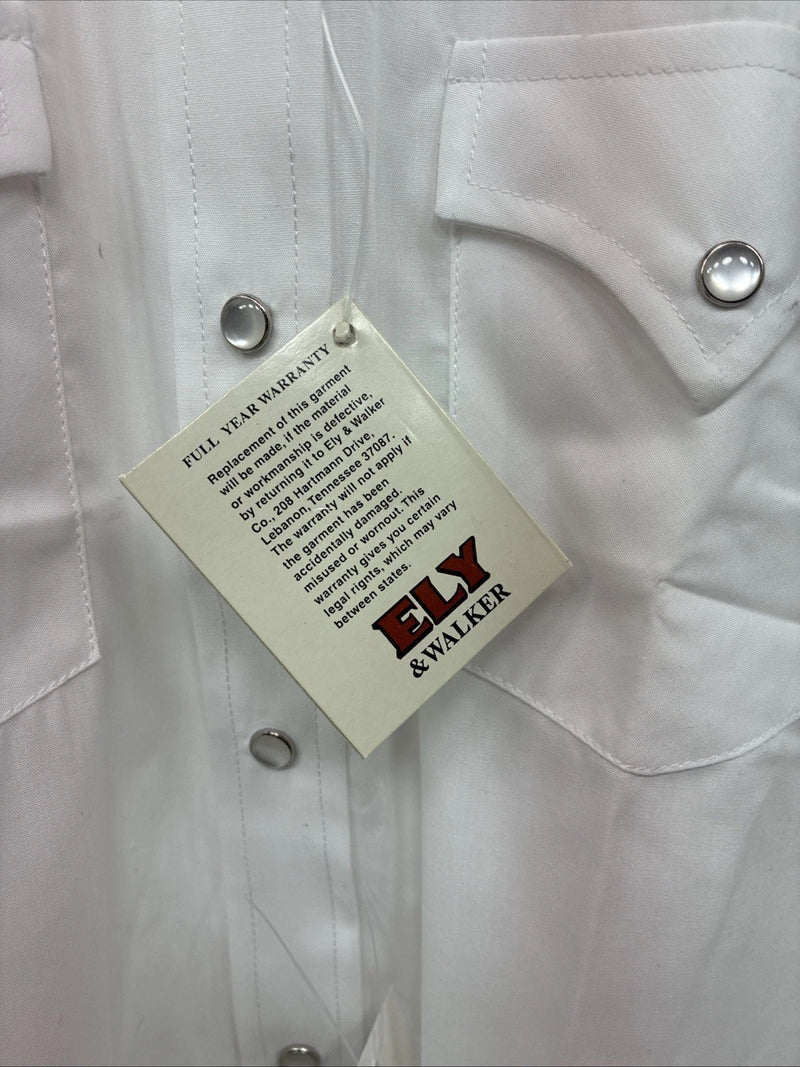 New Boys ELY Cattleman White Long Sleeve Pearl Snap Size 16 DD-76 