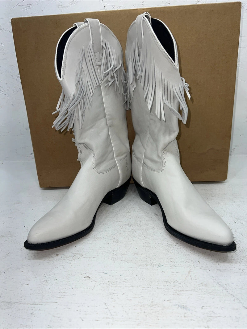 New Women’s White Fringe Capezio Cowboy Boots. L 697 7.5 7 1/2 M. 17-52 