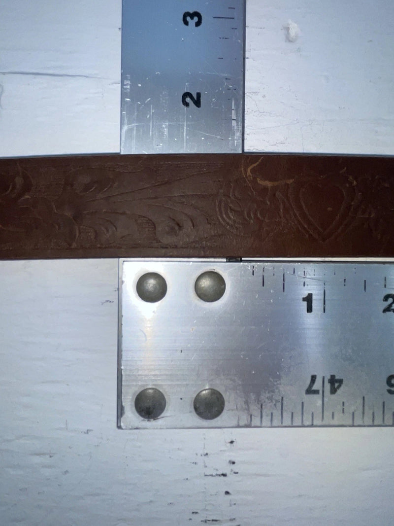 New Brown Genuine Leather Tooled 30” Belt #K4 JJ-141